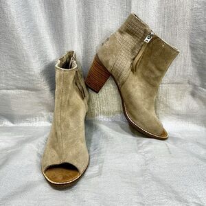 TOMS Peep Toe Booties Suede Boots Size 8